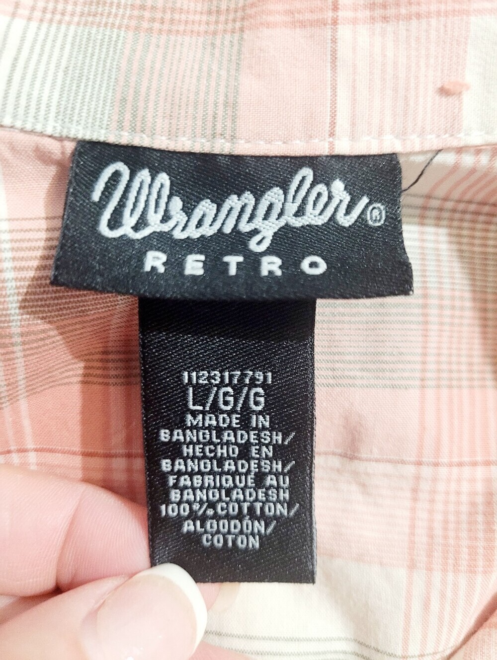 Wrangler Retro Western Plaid Snap Front Shirt Womens Size Large Pink 100% Cotton - Picture 6 of 14